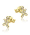 Gingerbread Man Cookie With CZ Silver Stud Earrings STS-5519